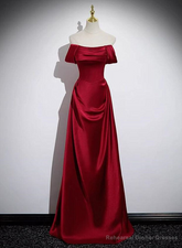 A Line Red Long Prom Dress Party Dress Elegant Birthday Party Dress